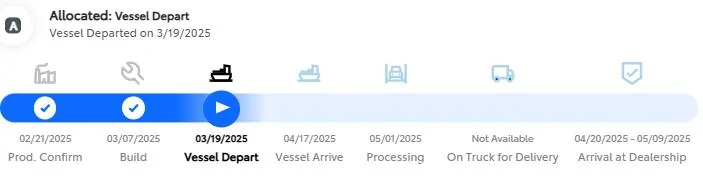 2025 4runner 6th gen East Coast delivery window 25 April - 15 May image_0