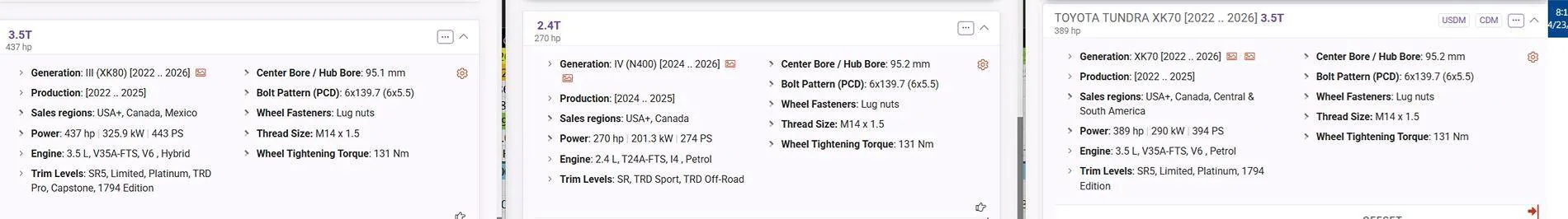 2025 4runner 6th gen Bolt Pattern, Lug Nut Size, Hub Bore / Center Bore (6th Gen 4Runner 2025+) torque specs