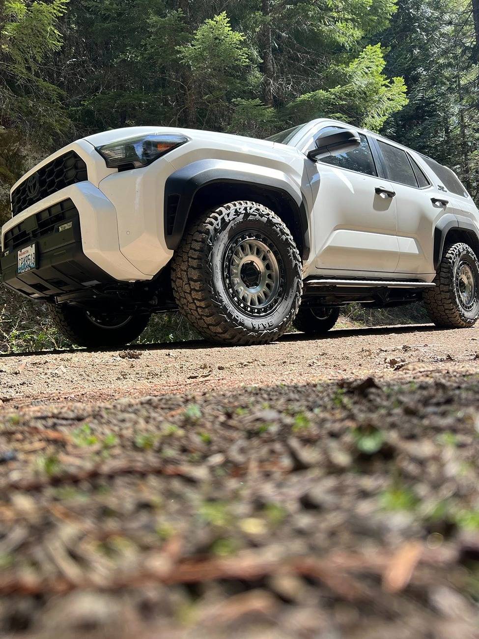 2025 4runner 6th gen TRD Off-Road ORP stock suspension on KMC wheels +30 offset. Mickey Thompson Baja Boss A/T (275/70r18). No rubbing. TRD Off-Road ORP stock suspension on KMC wheels +30 offset. Mickey Thompson Baja Boss A:T (275