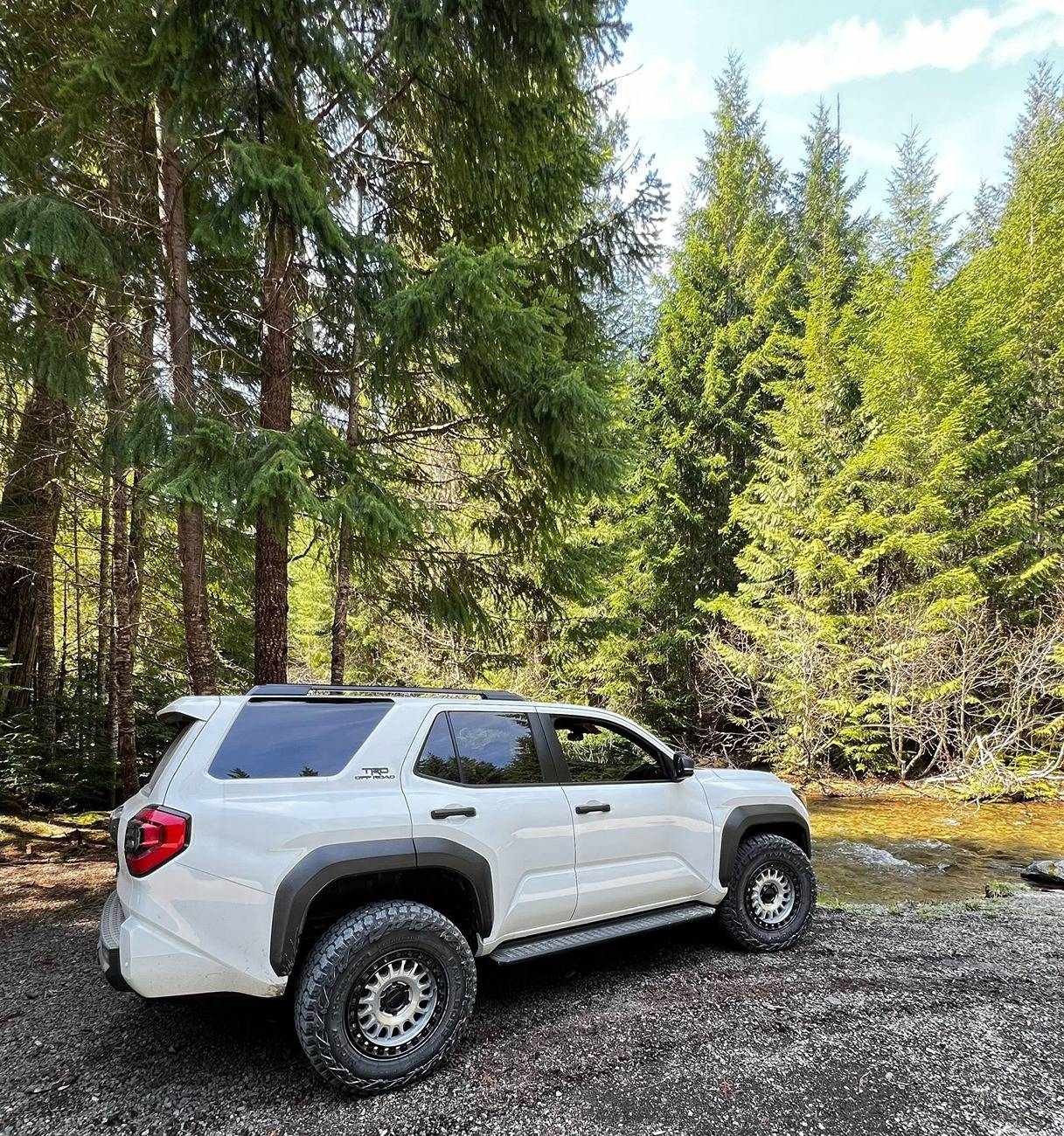 2025 Toyota 4runner ICE CAP WHITE Photos 4Runner 6th Gen (2025+) TRD Off-Road ORP stock suspension on KMC wheels +30 offset. Mickey Thompson Baja Boss A:T (275
