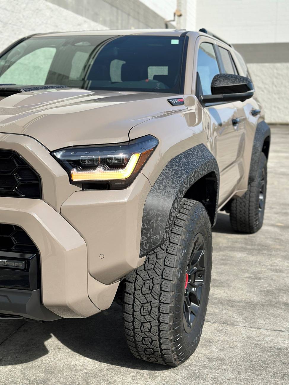 2025 Toyota 4runner TRD Pro: Wrapped black flares, mirror caps, hood scoop in 3M 2080 Shadow Black Textured Vinyl Wrap muddy_mods