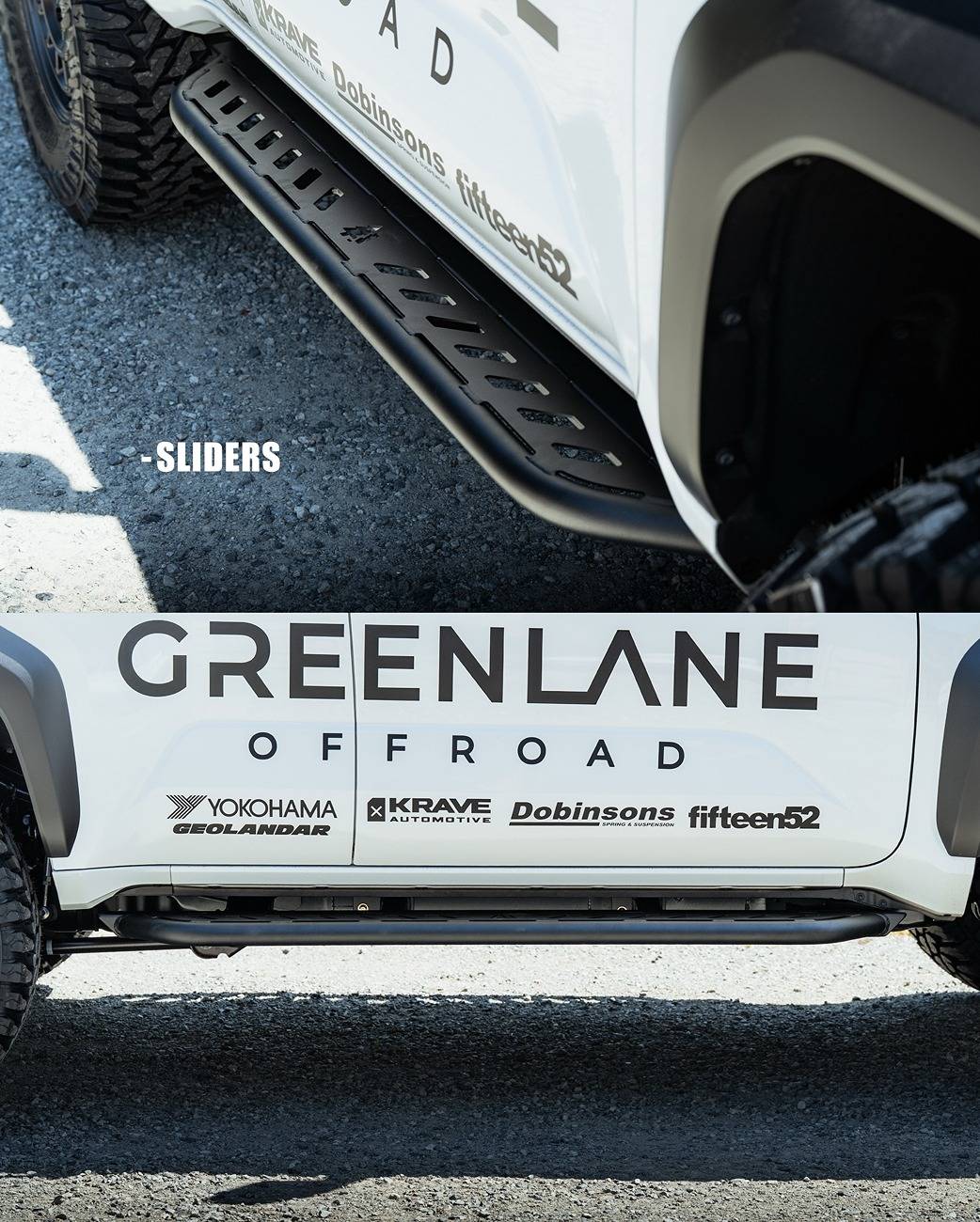 2025 4runner 6th gen Greenlane Offroad Aftermarket Parts for 2025+ 4Runner 6th Gen: roof rack, sliders, recovery points, skid plates, molle side panel, ditch light bracket Greenlane Offroad rock sliders 2025 4runner 6th gen
