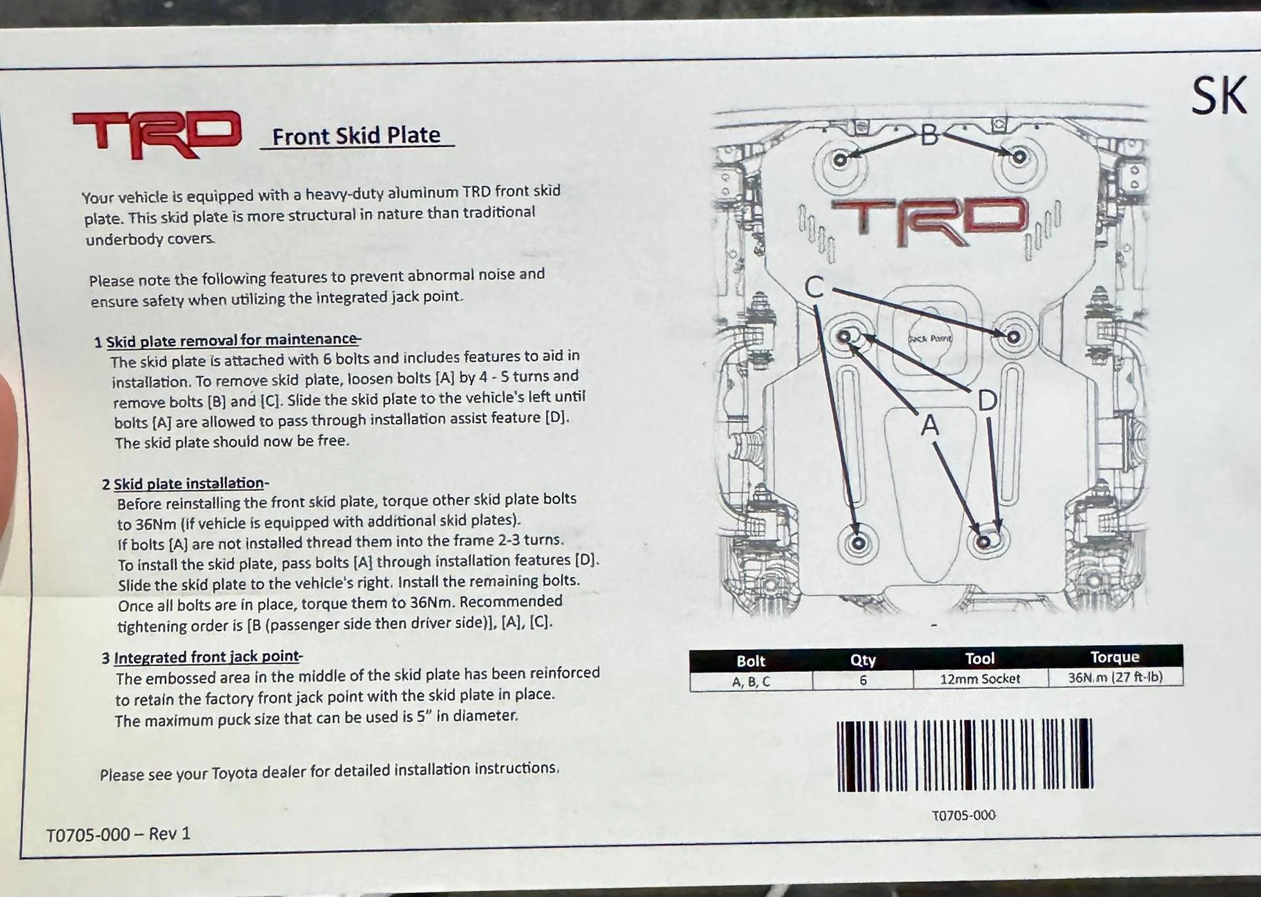 2025 4runner 6th gen TRD Aluminum Skid Plate installed on TRD off-road (photos & installation instructions) IMG_1646