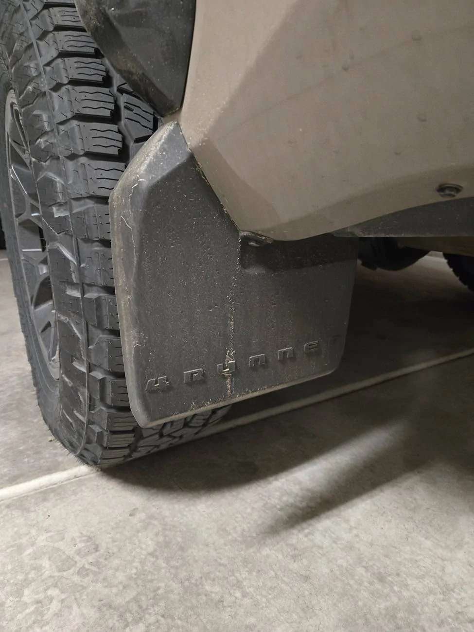 2025 4runner 6th gen Rally Armor Mud Flaps (white letters) installed on Everest TRD-Off-Road 20250507_130935