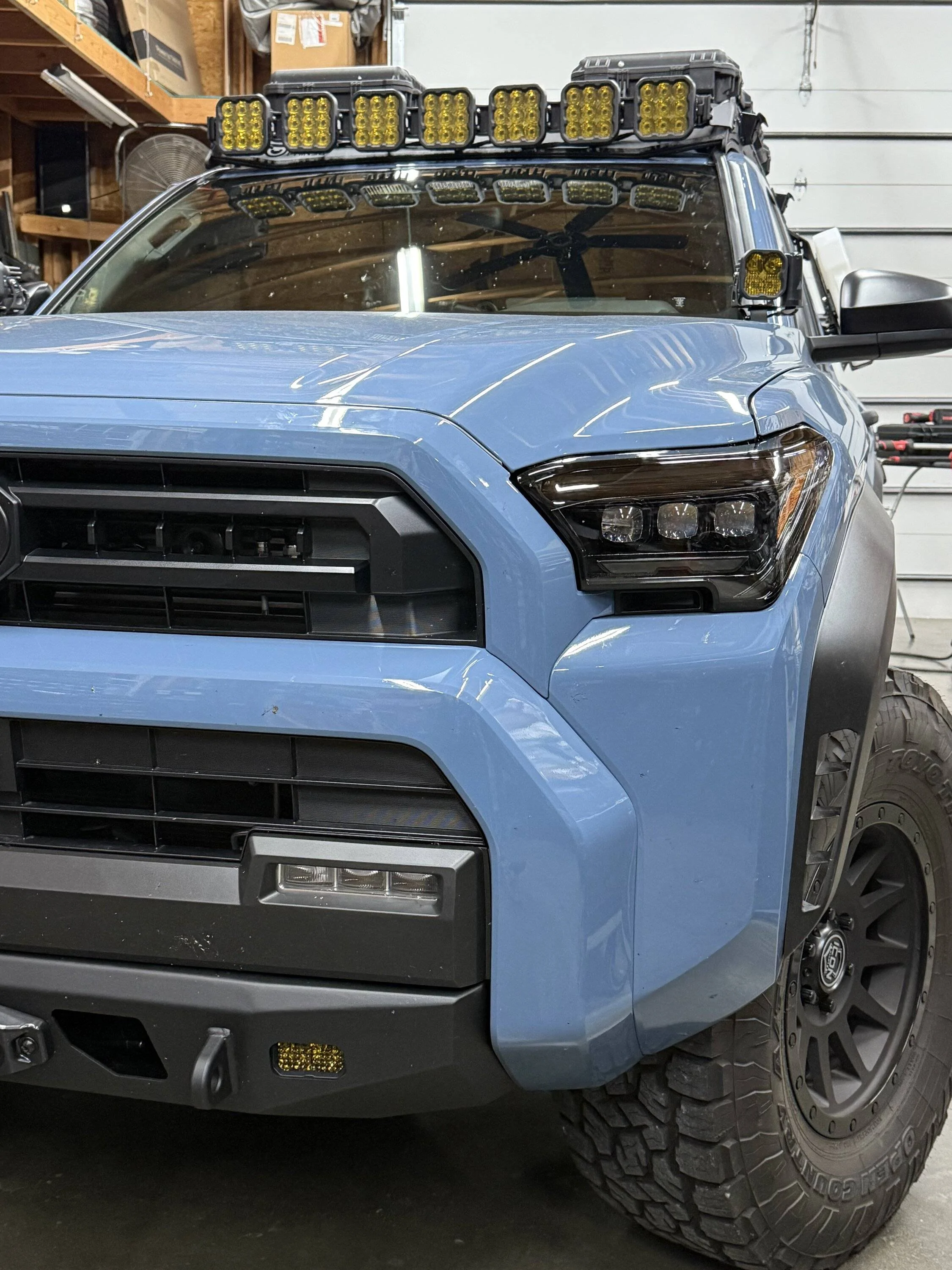2025 Toyota 4runner Alpharex Nova Headlights installed, with lights ON photos IMG_8366