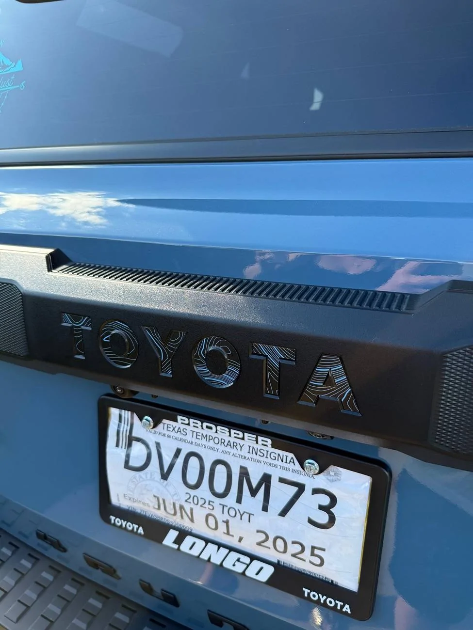2025 4runner 6th gen Toyota rear letters sticker inlays installed (topographic style) IMG_0509
