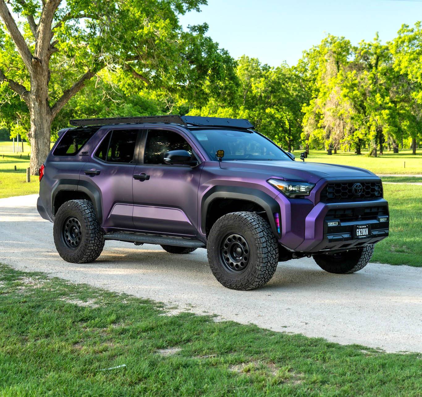 2025 4runner 6th gen Matte purple wrap, 285/70R17 Wildpeak AT4W + 17x8.5 Nomad Convoy Wheels +0 Offset, Prinsu roof rack & ladder 2025 4Runner 6th gen KPMF wrap Matte purple  285:70R17 Wildpeak AT4W + 17x8.5 Nomad Convoy Whe