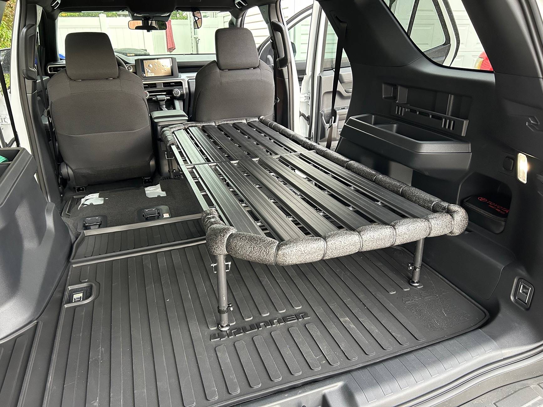 2025 4runner 6th gen Camping / sleeping bed in cargo area with Nokhu Gear Pack Rack platform & mattress IMG_4158
