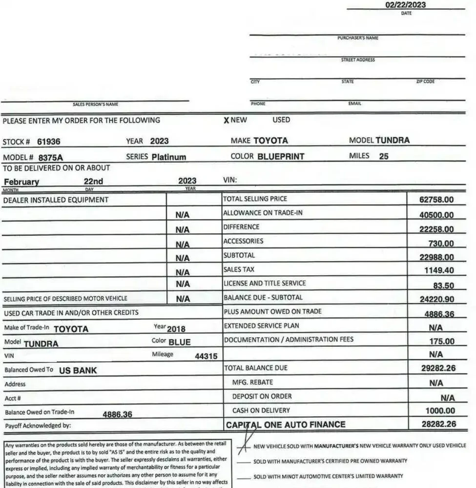 2025 Toyota 4runner What is "Quality Hold" Status 2023 Tundra Platinum Final Sales Sheet