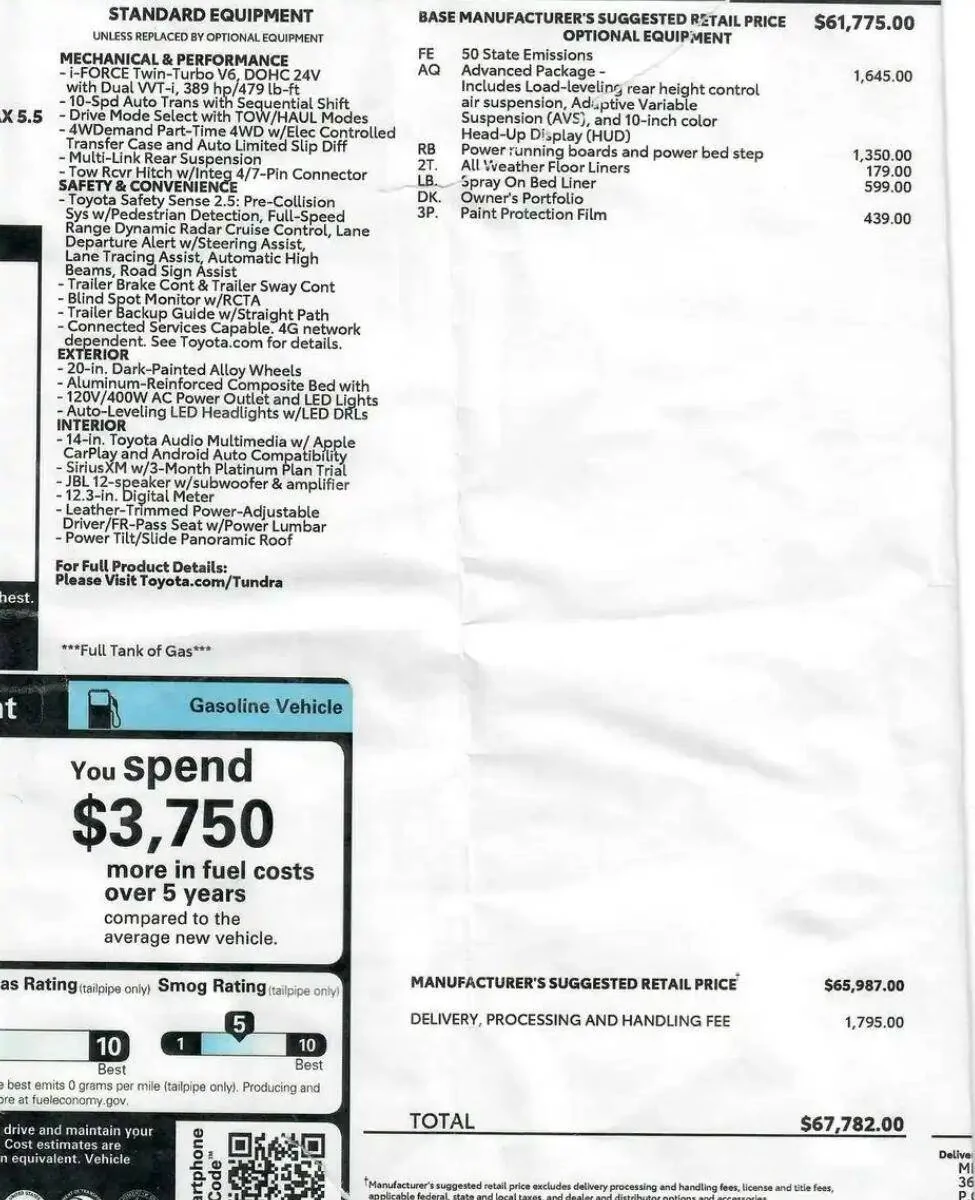 2025 Toyota 4runner What is "Quality Hold" Status 2023 Tundra Platinum Window Sticker