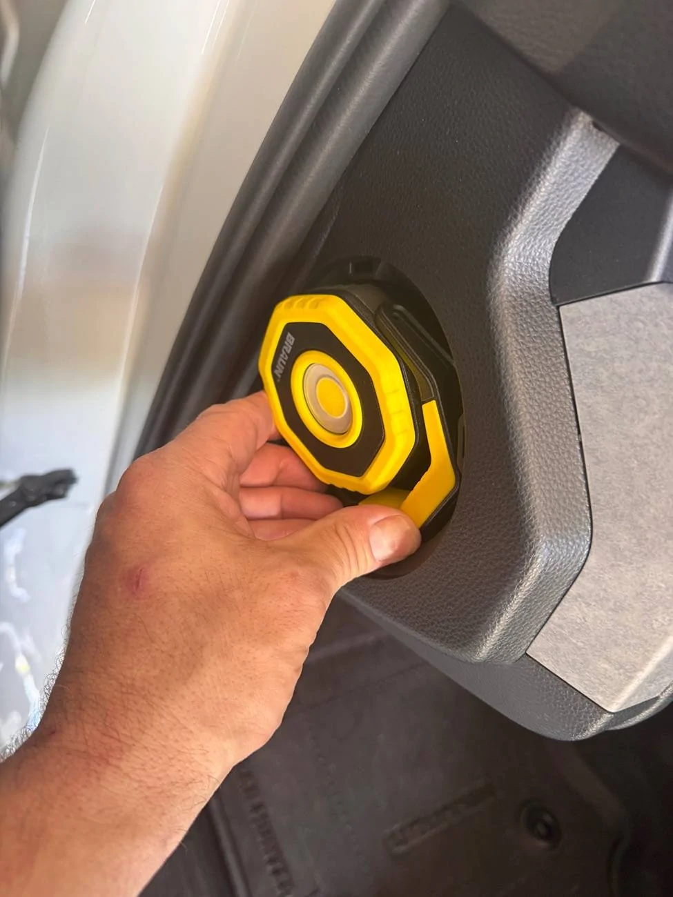 2025 4runner 6th gen Better LED flashlight than OEM for side dash storage cubby (Braun Pocket Flood Light $30). Videos added IMG_7145