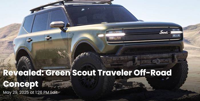 2025 4runner 6th gen Scout EV Pickup & SUV debut w/ Gas Range Extender, 4x4, BOF, Lockers, Sway Bar Disconnect -- All Specs, Wallpapers, Video green-scout-traveler-off-road-concept-