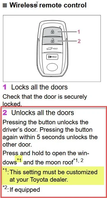 2025 Toyota 4runner Key FOB - Dealer programmed to open windows and moonroof 1748636174009-9