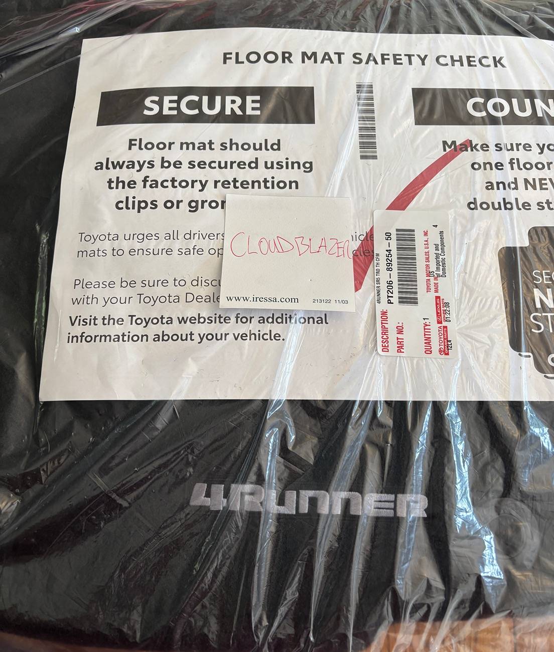 2025 4runner 6th gen Carpet Floor Mats for sale - new / unopened $100 obo IMG_0013.JPG