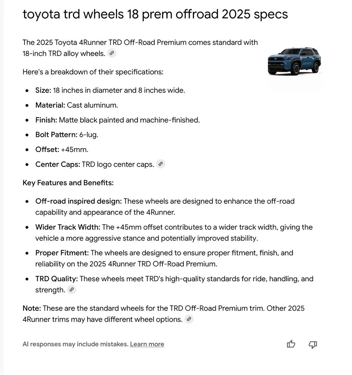 2025 4runner 6th gen OEM TRD Off-Road Premium wheels specs 55484C2F-4E1B-4FE7-B6C0-FA26E20B4F25