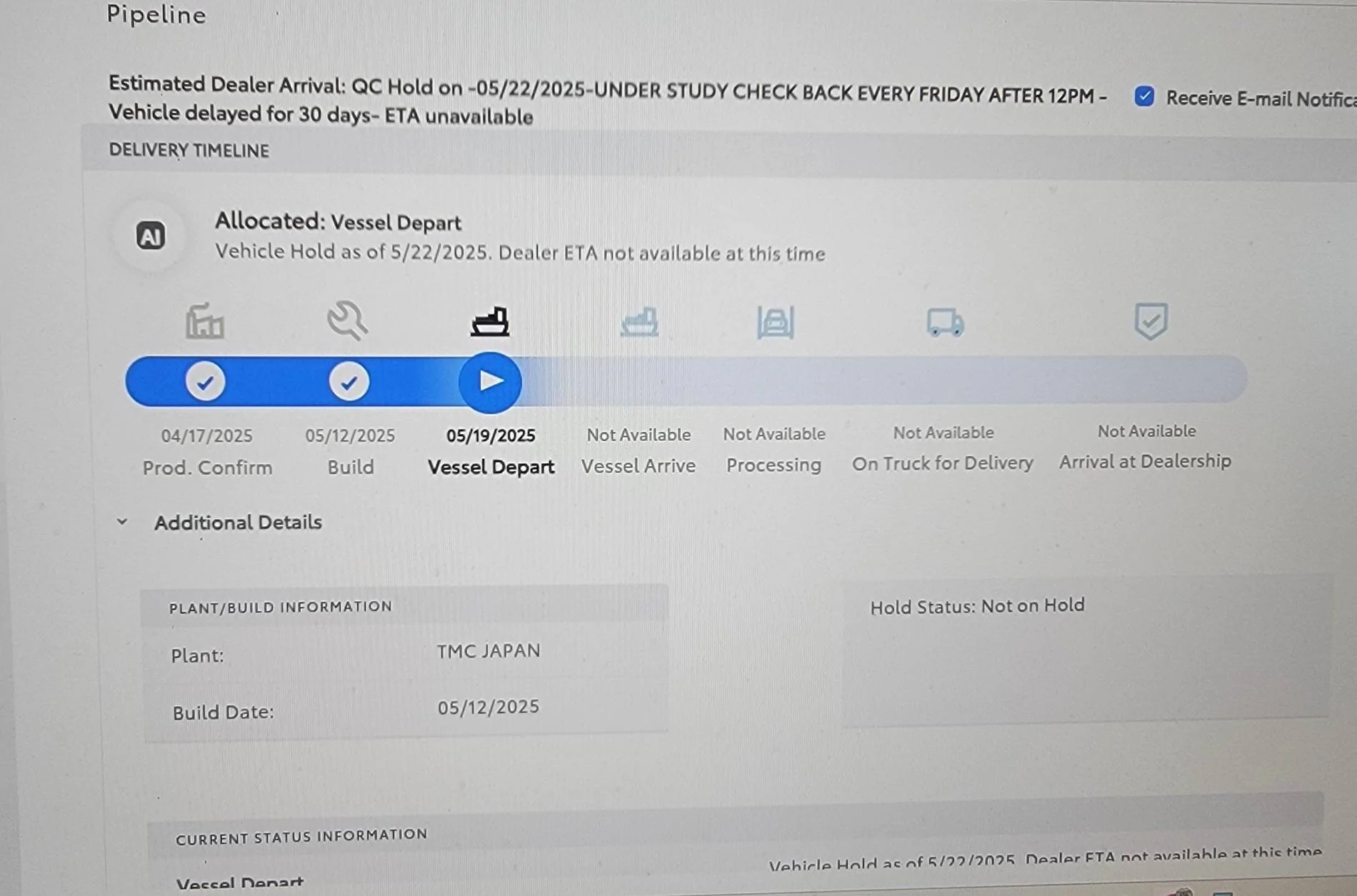 2025 Toyota 4runner What is "Quality Hold" Status Resized_20250523_100531
