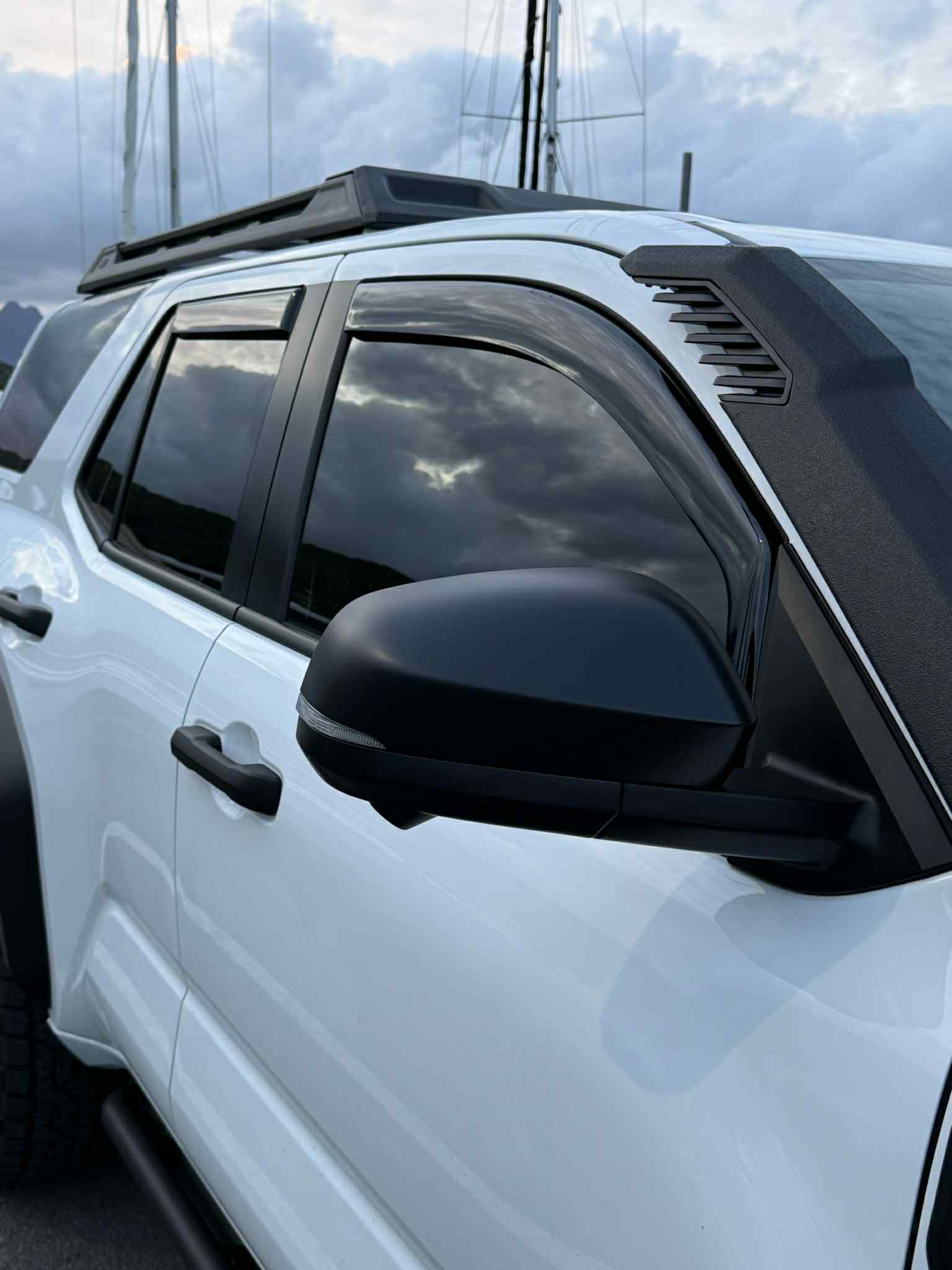 2025 4runner 6th gen Zekzoop Window Visors installed on a 2025 Ice Cap Trailhunter 2