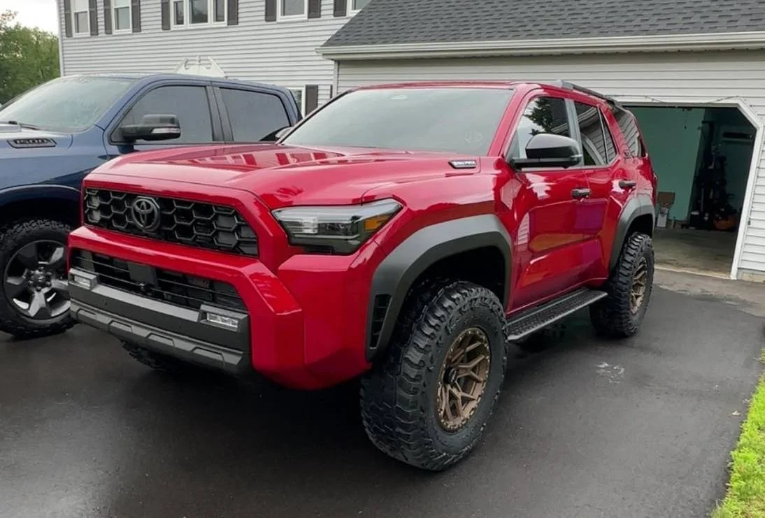 2025 Toyota 4runner SUPERSONIC RED Photos 4Runner 6th Gen (2025+) Supersonic Red TRD Off-Road build: 17x9 RockTrix 12mm offset wheels, 295:70:17 Mickey Thompso