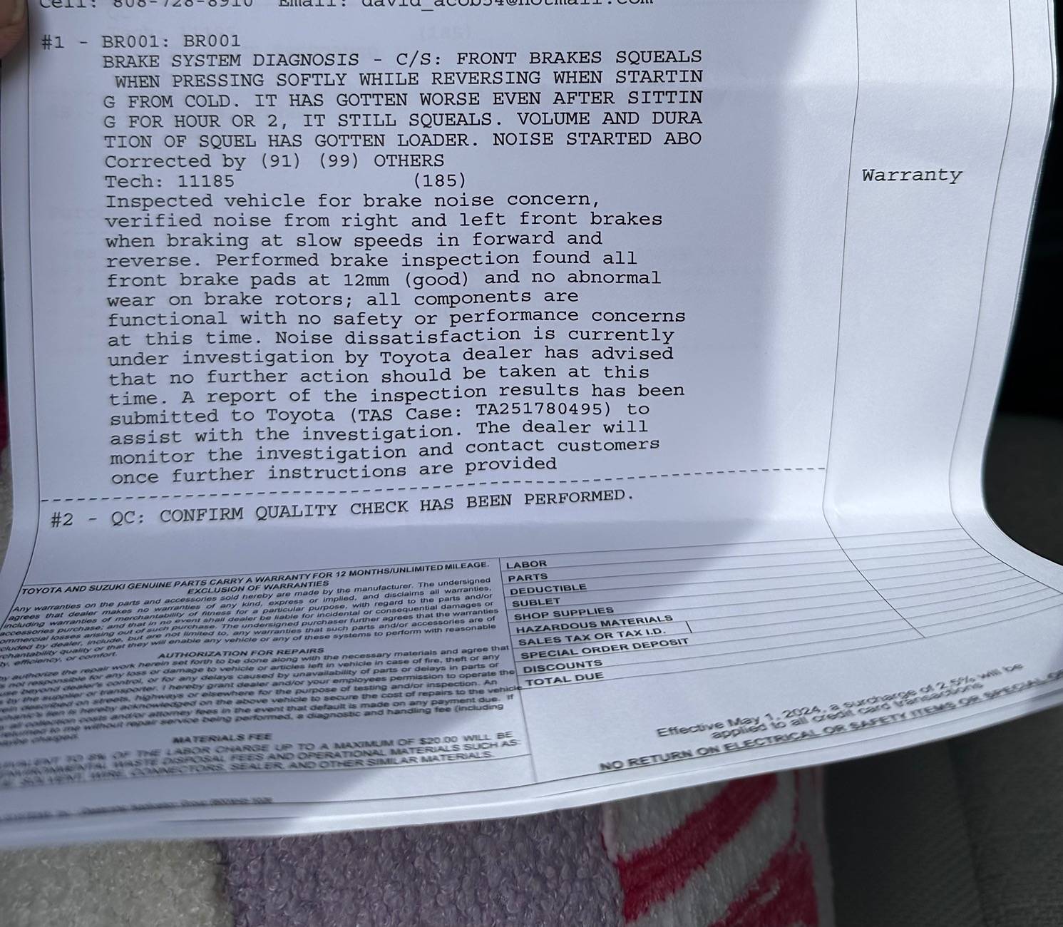 2025 4runner 6th gen 2025 4Runner SR5 brakes squeal like dying banshee when cold IMG_2418