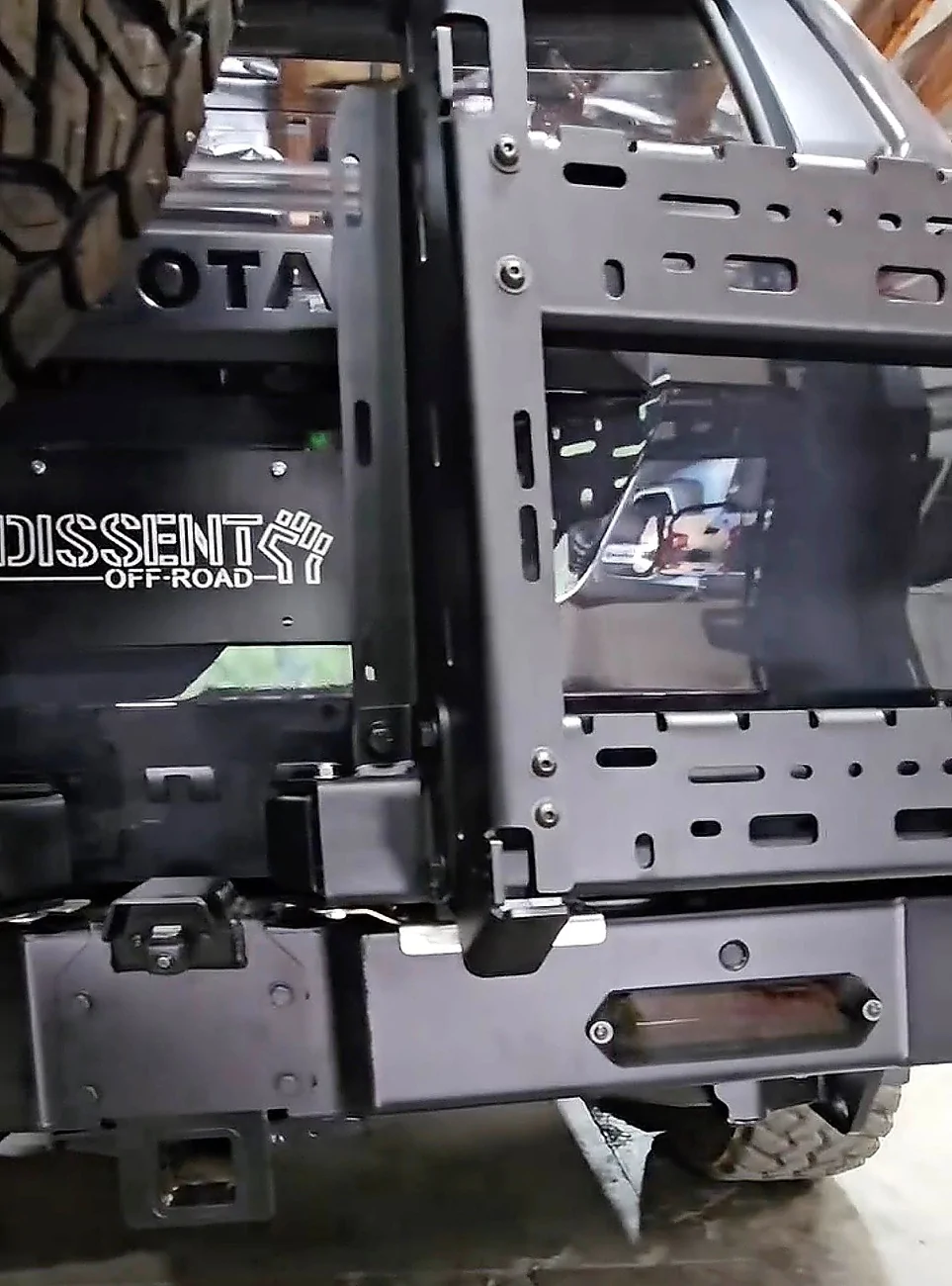 2025 4runner 6th gen Full width rear bumper w/ swing-out tire carrier by Dissent Off-Road (for 6th gen 4Runner) Full width rear bumper w: swing-out tire carrier from Dissent Off-Road (for 6th gen 4Runner) 4