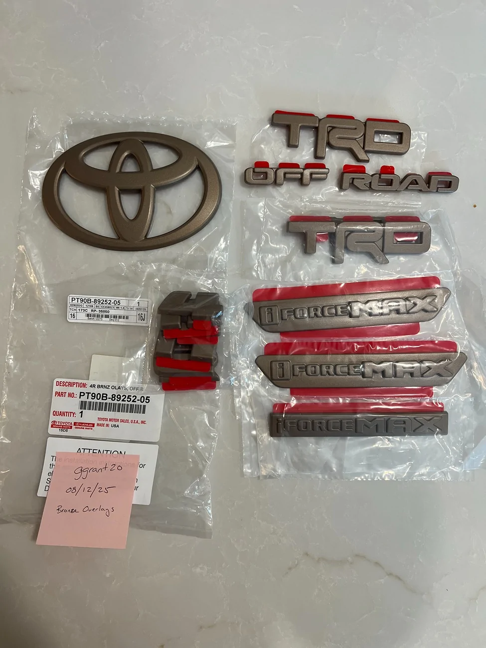 2025 4runner 6th gen WTS - Toyota OEM Bronze Emblem Overlay Kit - TRD Off Road IMG_0483