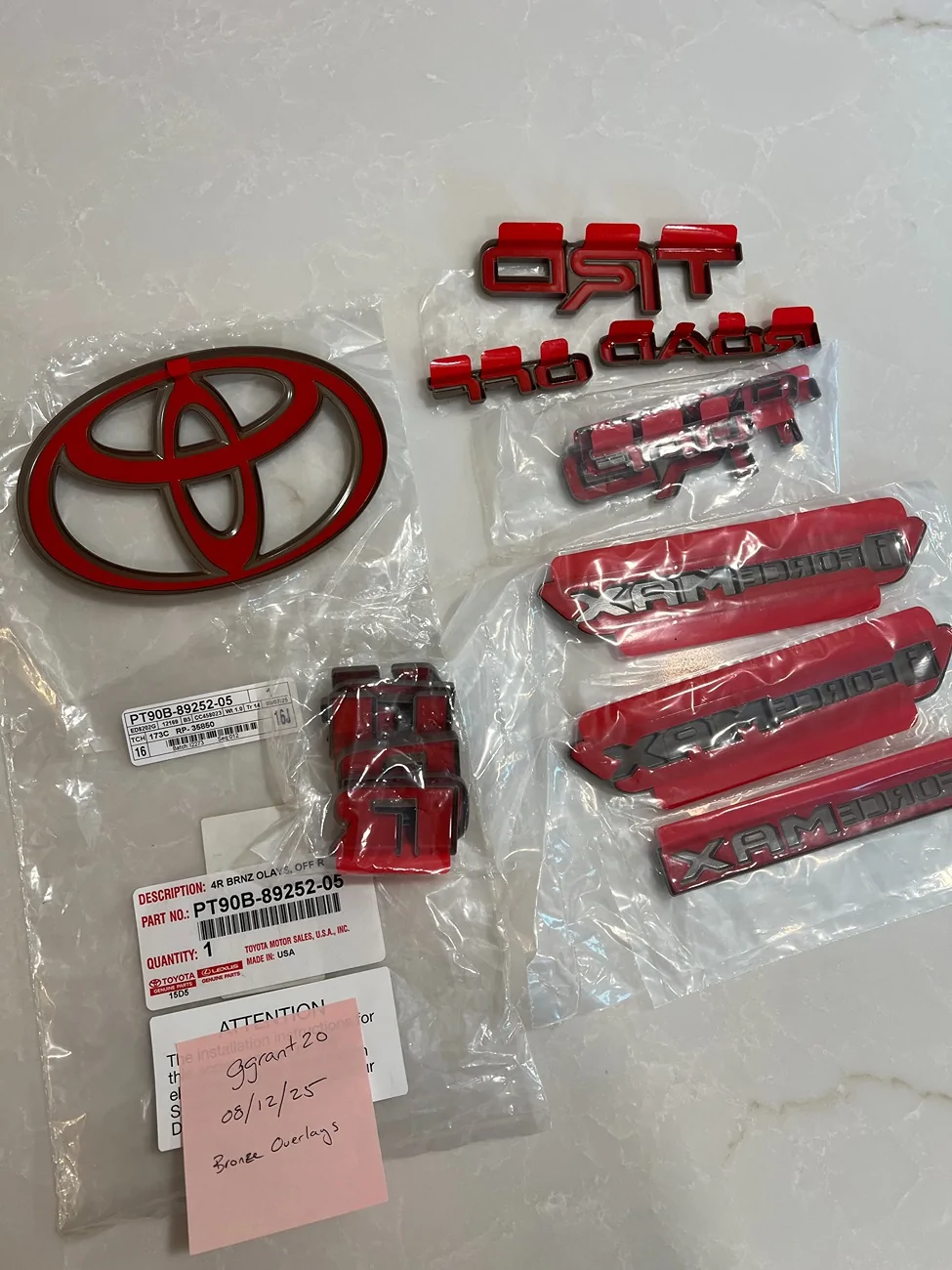 2025 4runner 6th gen WTS - Toyota OEM Bronze Emblem Overlay Kit - TRD Off Road IMG_0486