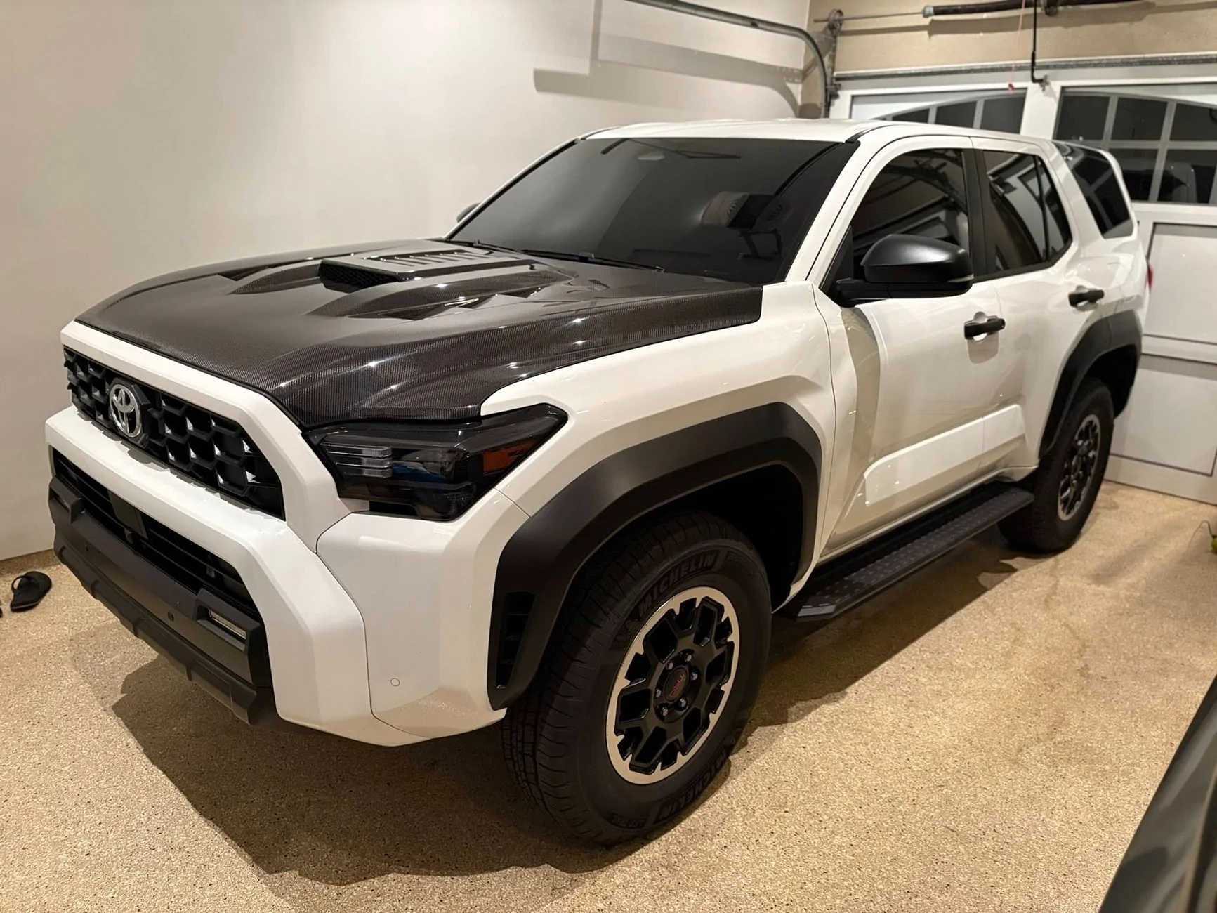 2025 4runner 6th gen Paint matched fenders, door handles, mirrors, Seibon carbon hood on Ice Cap 2025 4Runner TRD Off-Road 6th gen Paint matched fenders, door handles, mirrors, Seibon carbon hood on Ice Cap 2025 4Runner TRD 