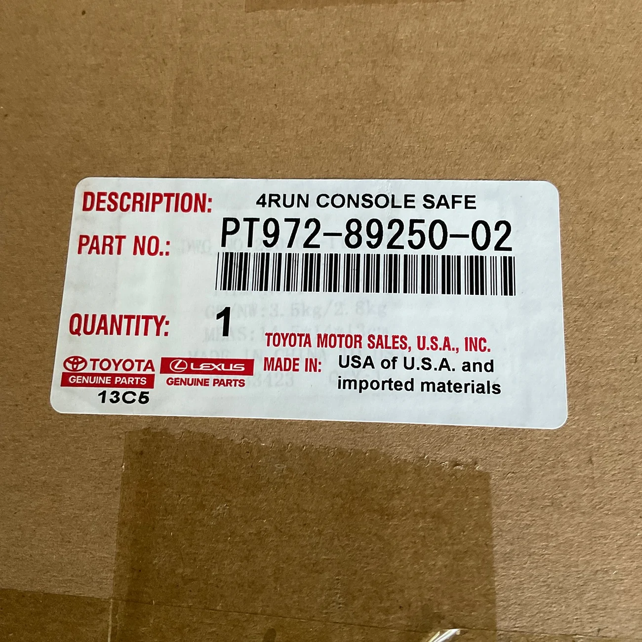 2025 4runner 6th gen Installed OEM Toyota locking console steel safe (myself) 1755565260155-7l