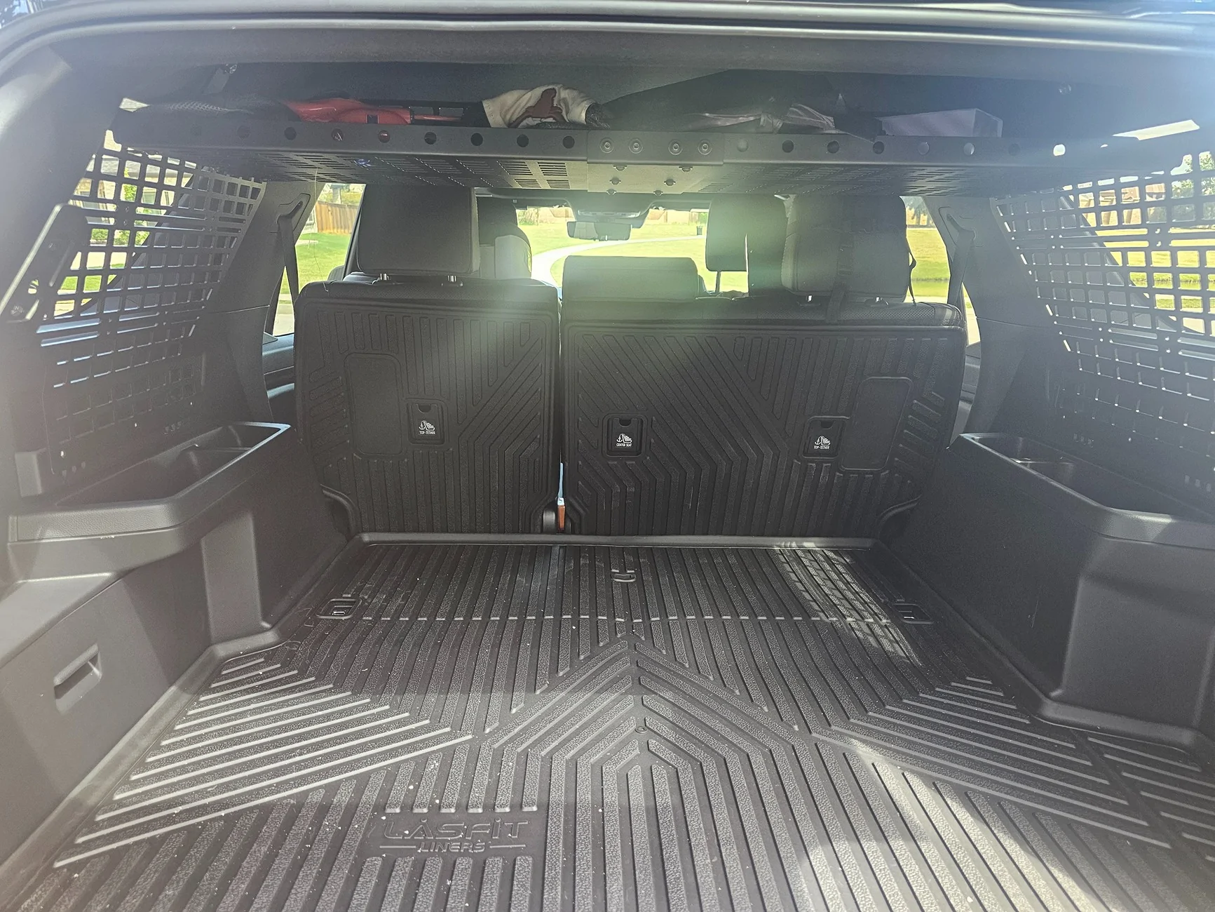 2025 4runner 6th gen Cali Raised Interior Window Molle Panels and Overhead Tray installed in cargo area 20250816_114905