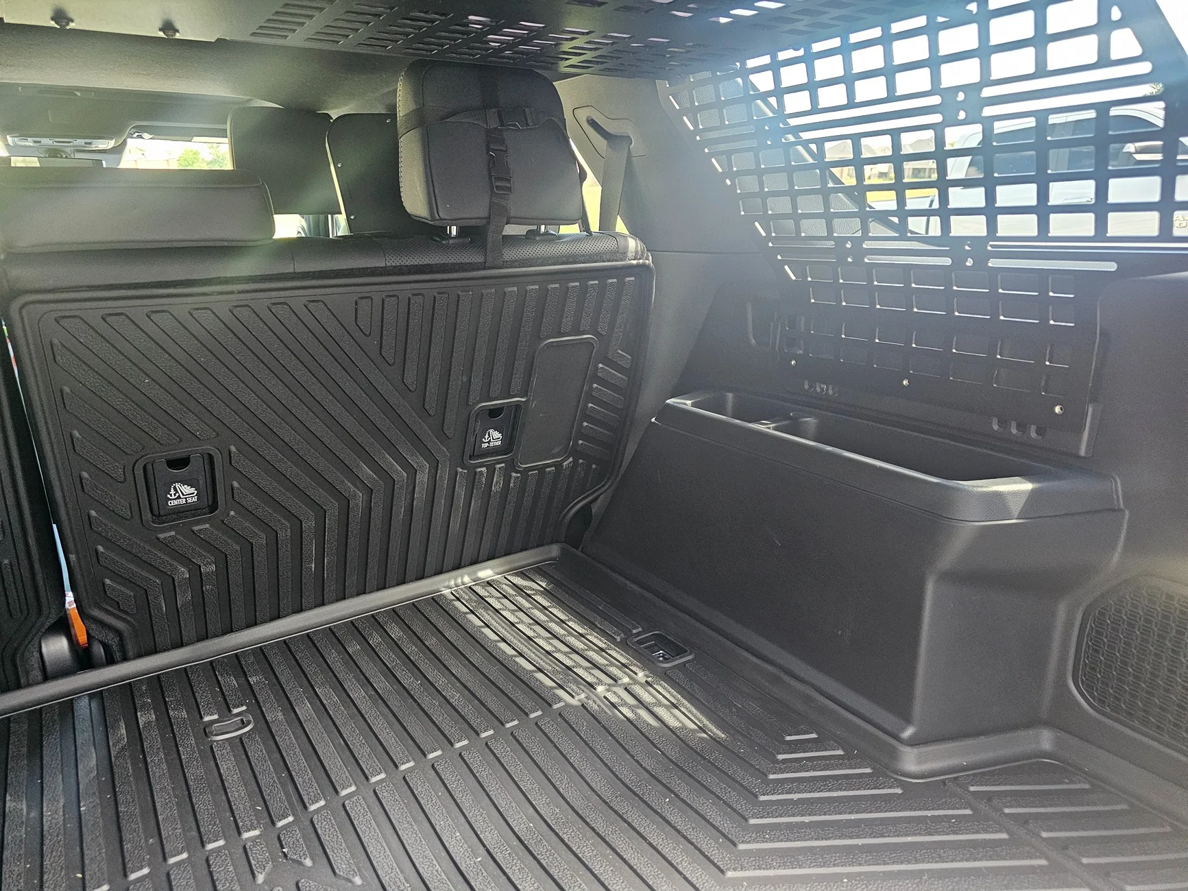 2025 4runner 6th gen Cali Raised Interior Window Molle Panels and Overhead Tray installed in cargo area 20250816_114910