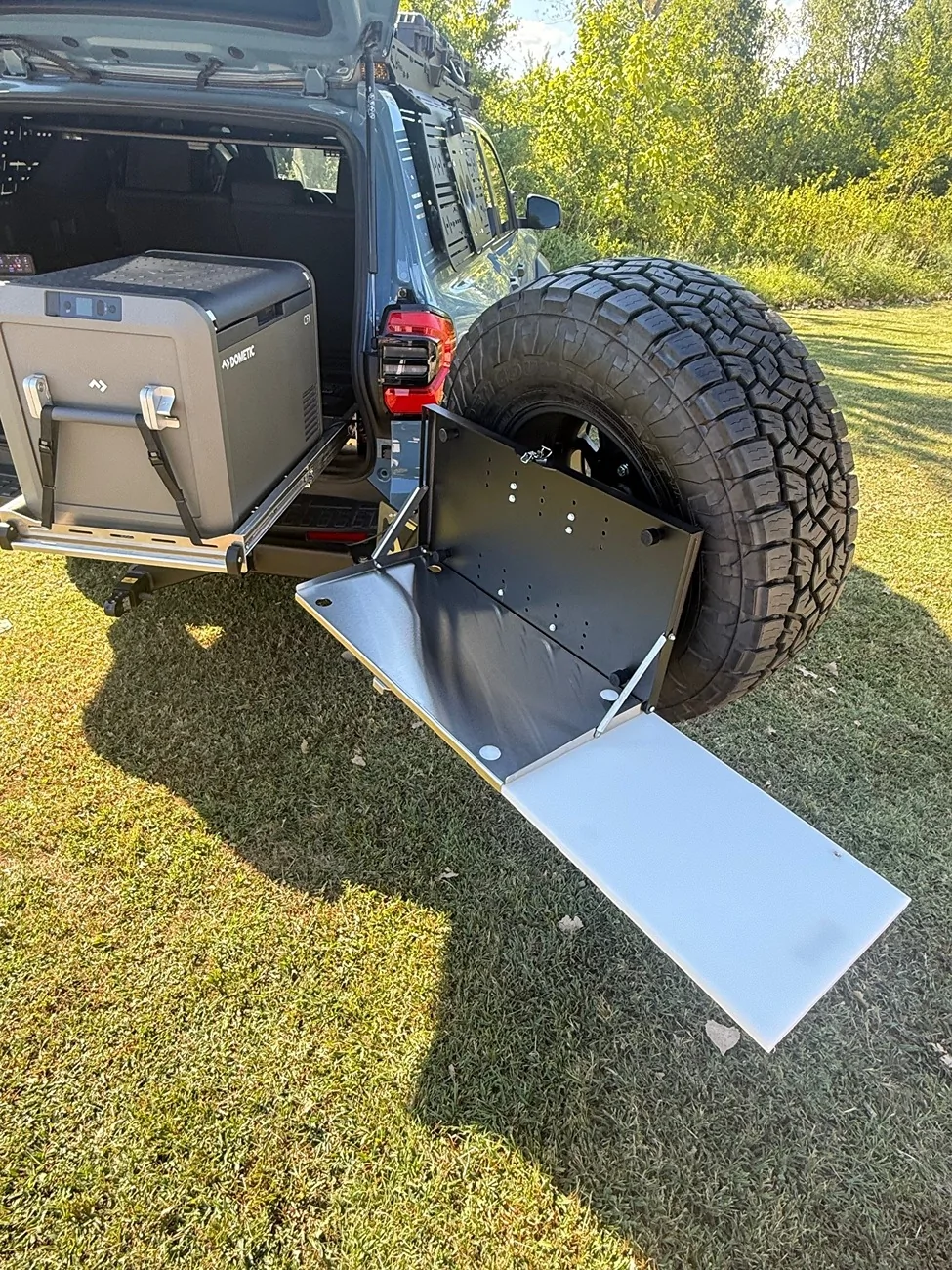 2025 4runner 6th gen RIGd ultra swing tire carrier (35" tire installed) w/ table RIGd ultra swing tire carrier (35%22 tire installed) w: table 1