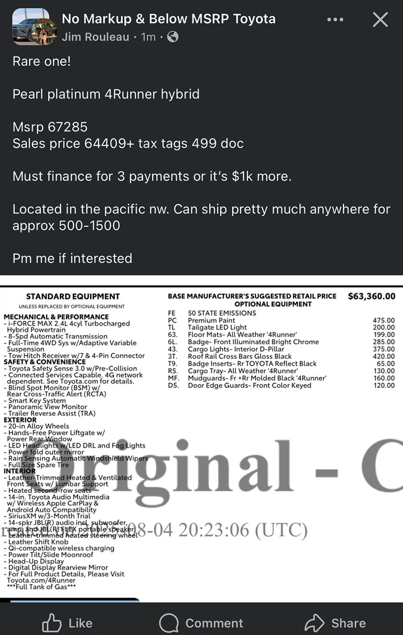 2025 4runner 6th gen Platinum allocations increasing IMG_0585