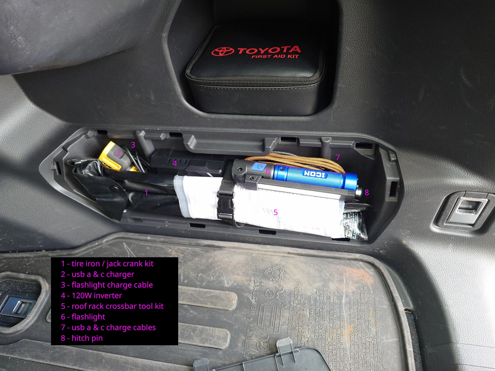 2025 4runner 6th gen Ideas for stowing a trailer hitch 20250831_140735517_annotated