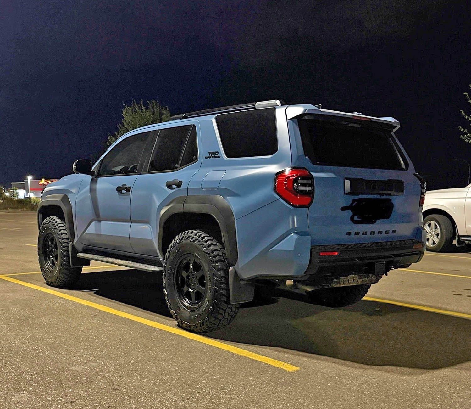 2025 4runner 6th gen TRD ORP Heritage Blue - 35s MT Baja Boss A/T 255/85/R17 Pizza Cutter Build +30mm Offset - Matte PPF - Aftermarket Grille Pizza cutter Baja Boss tires 255:85:17 - 34.5” x 9.9” on 2025 4runner trd or