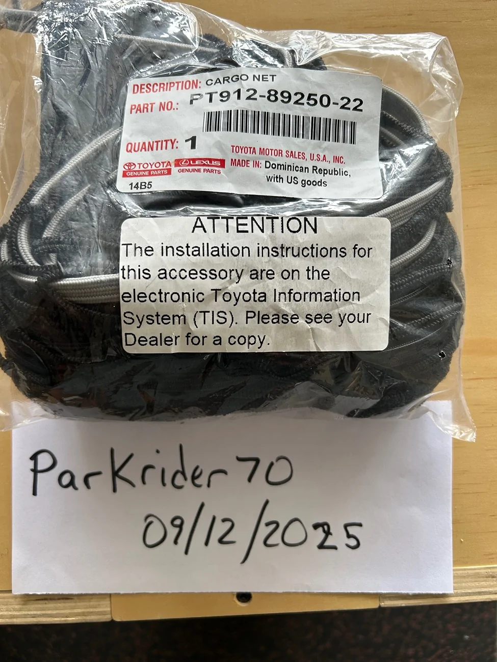 2025 4runner 6th gen Toyota Cargo Net IMG_0030