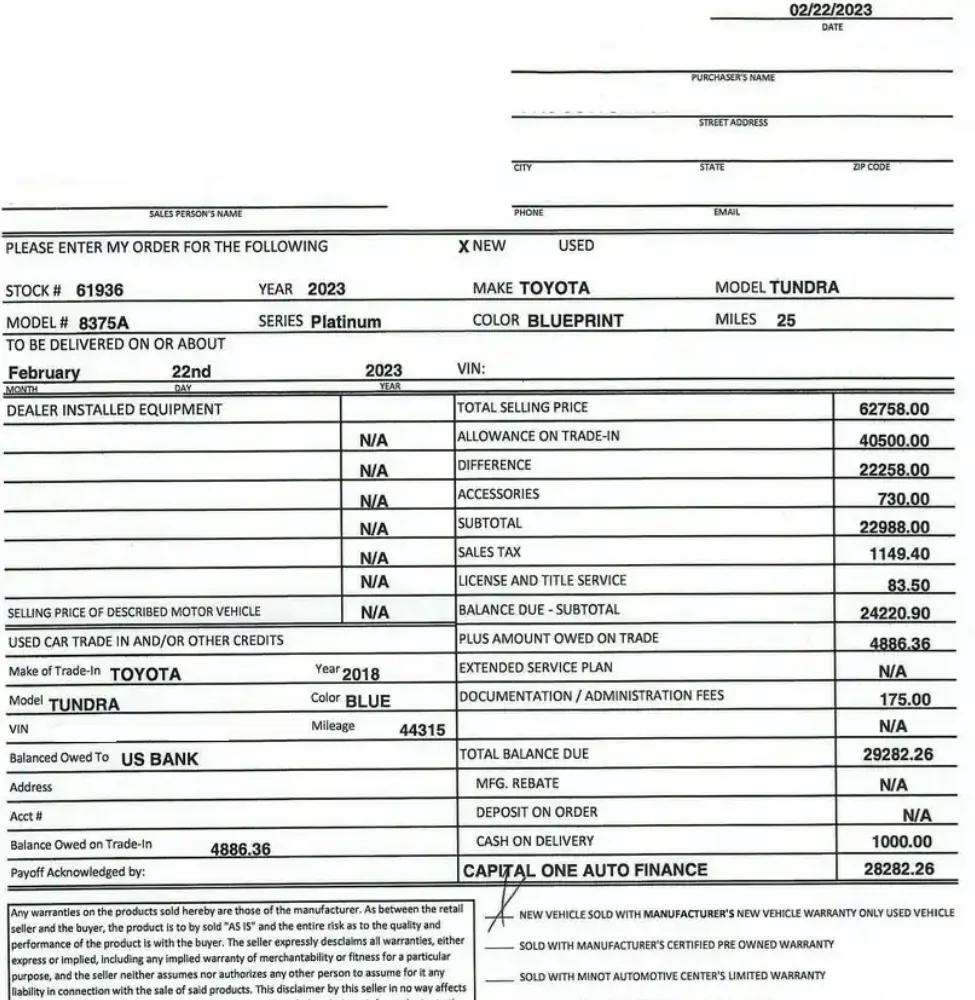 2025 4runner 6th gen How long did it take to get your 4Runner from the day you left a deposit 2023 Tundra Platinum Final Sales Sheet