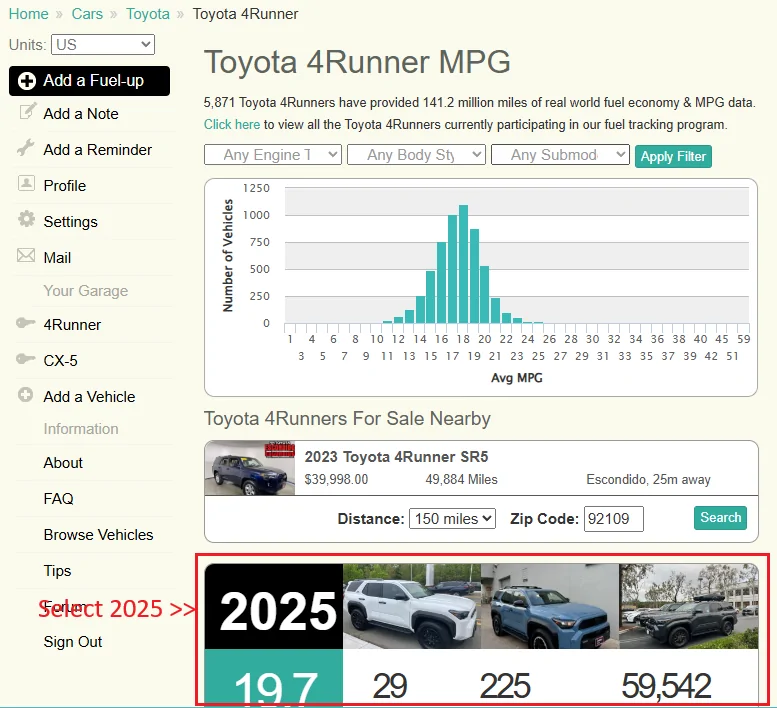2025 4runner 6th gen Real World MPG by Owners (gas non-hybrid 4Runner) - Post Yours ⛽️ Fuelly Adding 4Runner 2