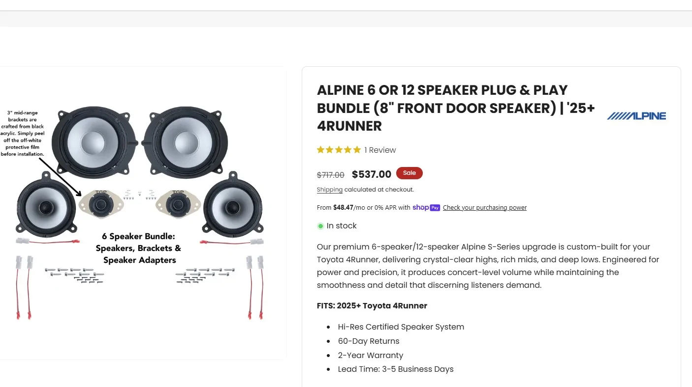 2025 4runner 6th gen Beat Sonic amp vs Alpine speaker upgrade alpin