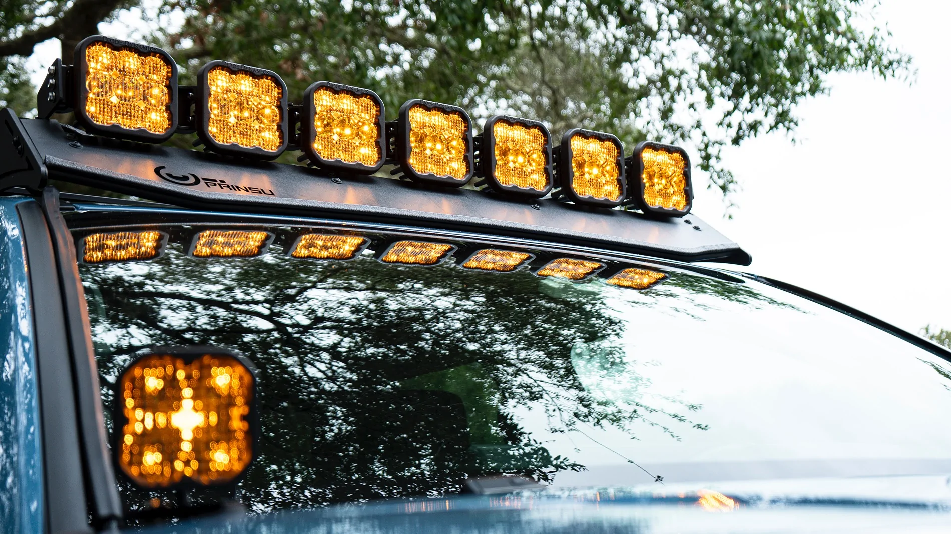 2025 4runner 6th gen Heritage Blue TRD Sport Premium, Prinsu Pro Roof Rack, Diode Dynamics SS5 Crosslink, SS3 Ditch Light Pods abc-096