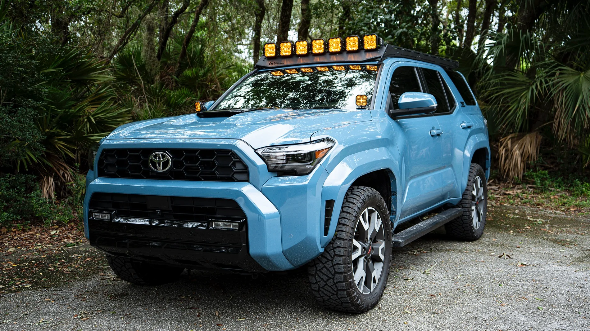 2025 4runner 6th gen Heritage Blue TRD Sport Premium, Prinsu Pro Roof Rack, Diode Dynamics SS5 Crosslink, SS3 Ditch Light Pods Heritage Blue TRD, Prinsu Pro, Diode Dynamics Crosslink 2