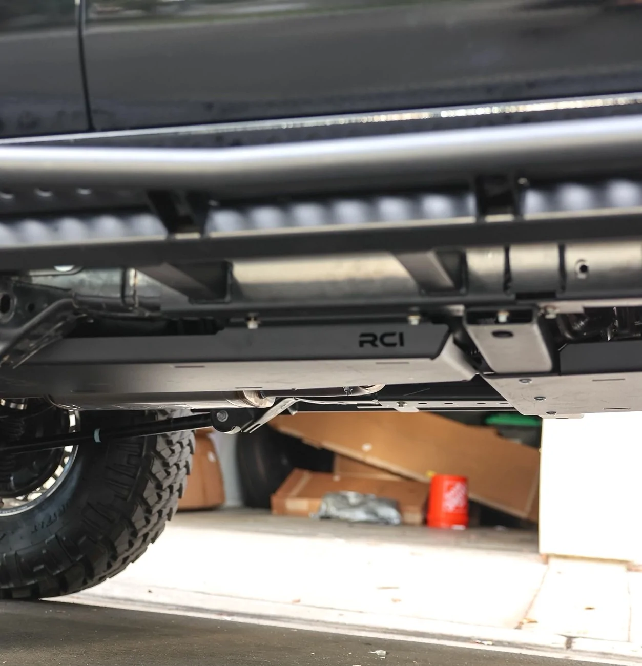 2025 4runner 6th gen RCI Full Skid Plates (Steel) + Rock Sliders Installed. Covers engine, transmission, transfer case, rear differential, gas tank RCI Full Skid Plates + Rock Sliders Installed on 2025 4Runner 6th Gen TRD Off-Road ORP 4