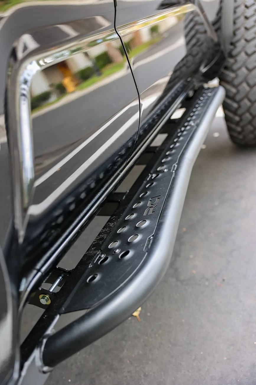 2025 4runner 6th gen RCI Full Skid Plates (Steel) + Rock Sliders Installed. Covers engine, transmission, transfer case, rear differential, gas tank RCI Full Skid Plates + Rock Sliders Installed on 2025 4Runner 6th Gen TRD Off-Road ORP 2