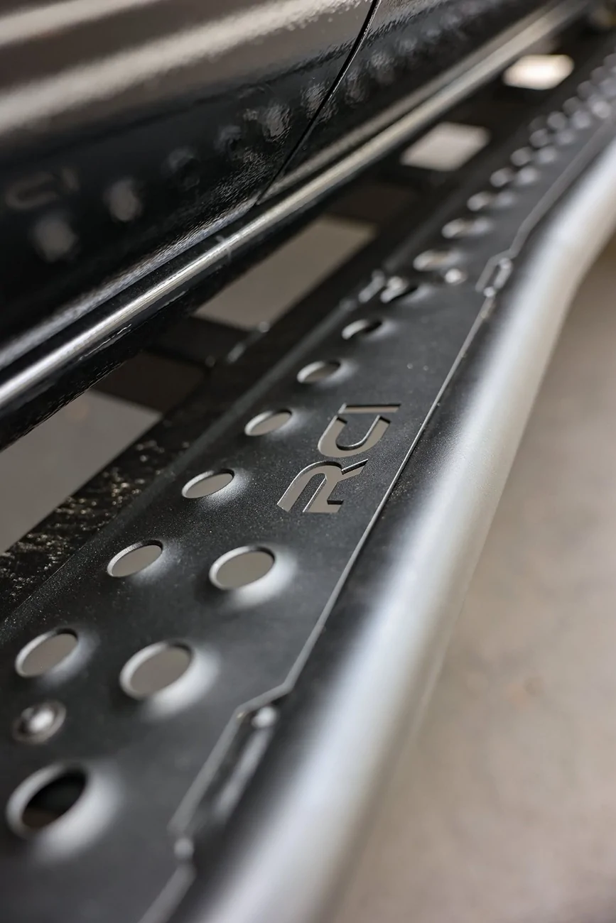 2025 4runner 6th gen RCI Full Skid Plates (Steel) + Rock Sliders Installed. Covers engine, transmission, transfer case, rear differential, gas tank RCI Full Skid Plates + Rock Sliders Installed on 2025 4Runner 6th Gen TRD Off-Road ORP 3