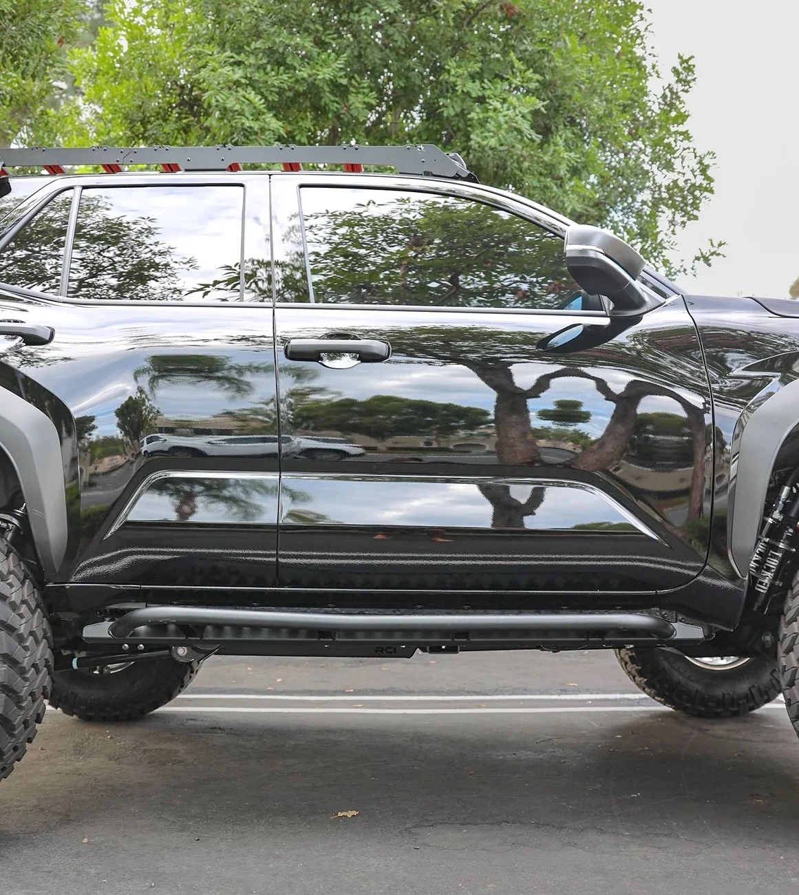 2025 4runner 6th gen RCI Full Skid Plates (Steel) + Rock Sliders Installed. Covers engine, transmission, transfer case, rear differential, gas tank RCI Full Skid Plates + Rock Sliders Installed on 2025 4Runner 6th Gen TRD Off-Road ORP 1