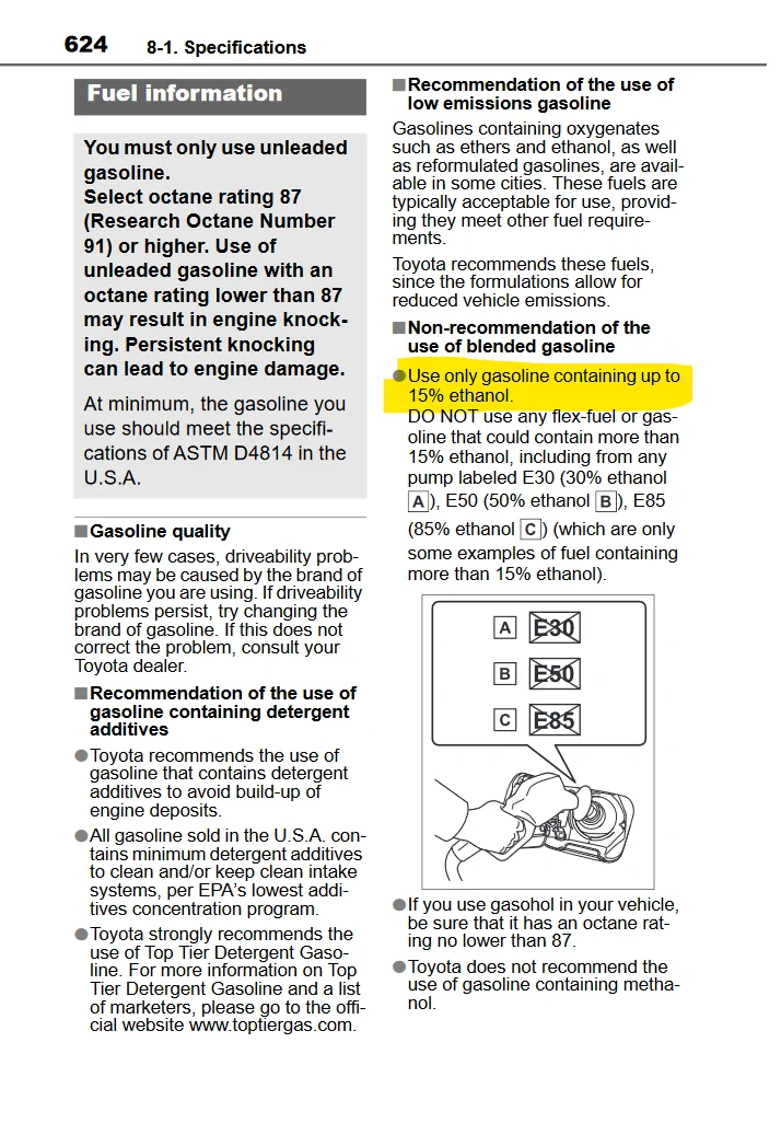 2025 4runner 6th gen Switched from Regular to Premium gas. 4Runner runs better (more power & smoother) Screenshot 2025-10-15 115233