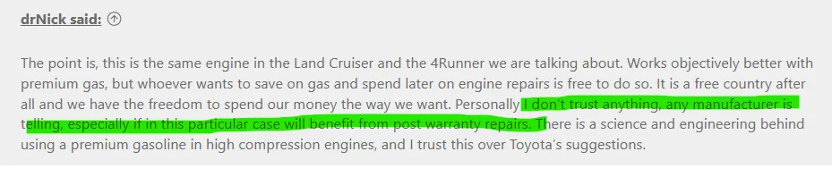 2025 4runner 6th gen Switched from Regular to Premium gas. 4Runner runs better (more power & smoother) 1760703592423-3v