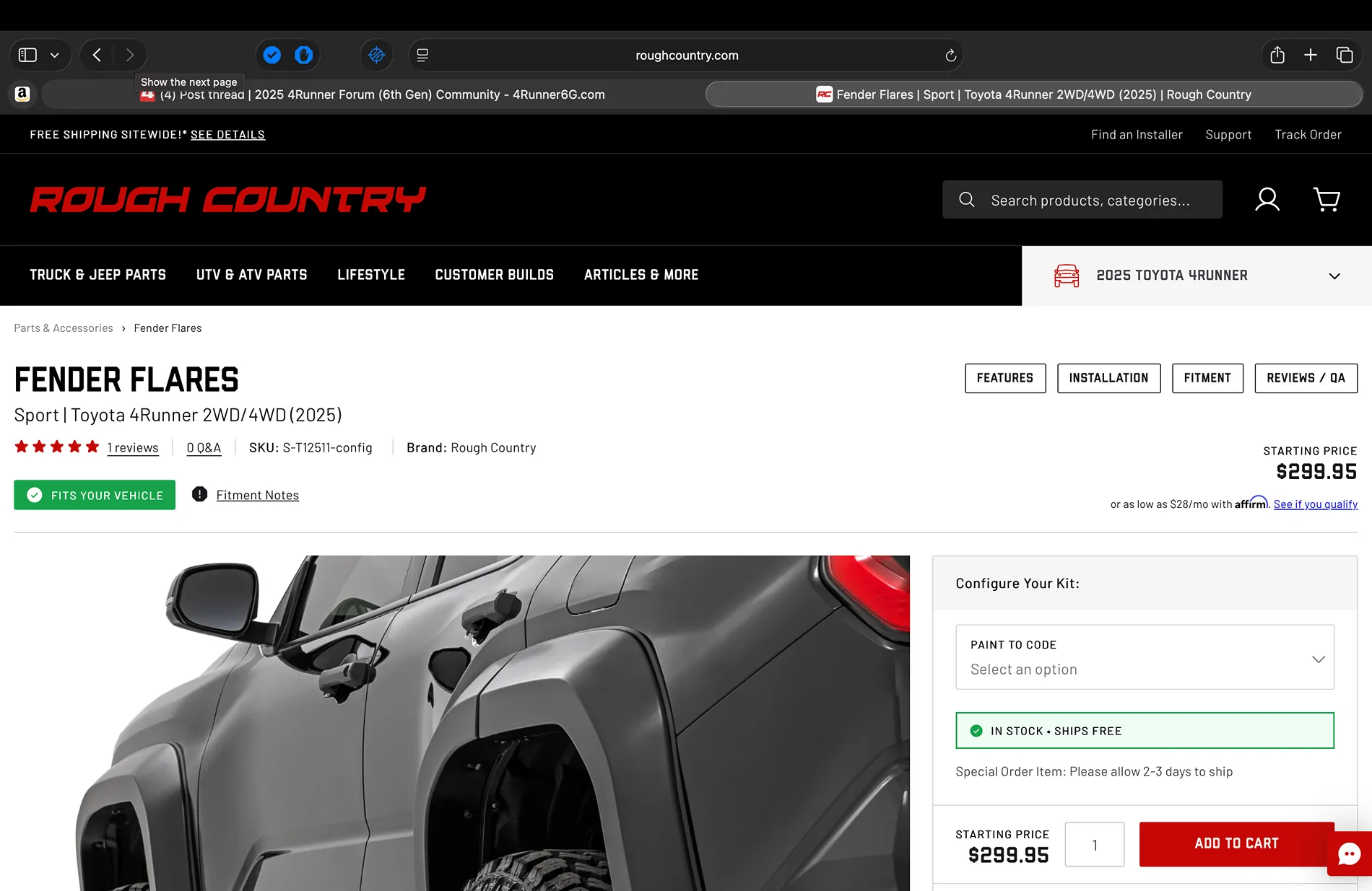 2025 4runner 6th gen Rough Country Sport Fenders Flares - anyone install yet? Screenshot 2025-10-23 at 08.11.43