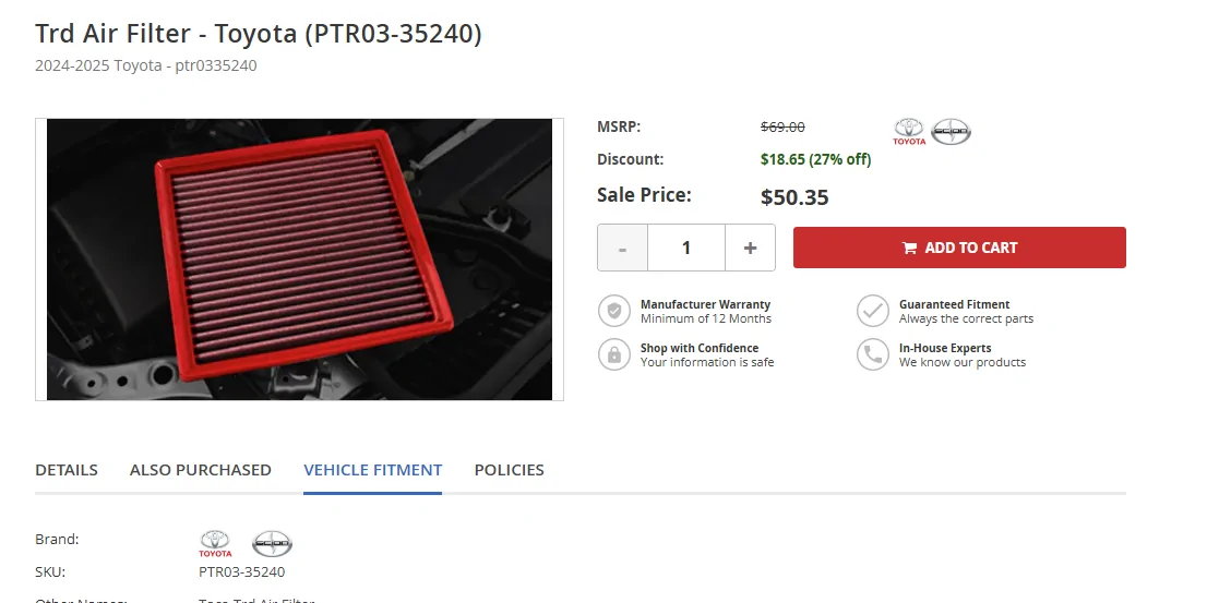 2025 4runner 6th gen TRD Air Filter Upgrade (PTR03-35240) 1762365283892-7y