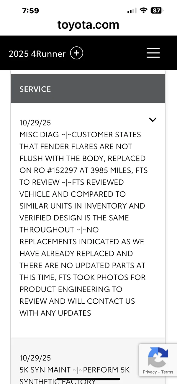 2025 4runner 6th gen SR5 Quality Issues IMG_5617