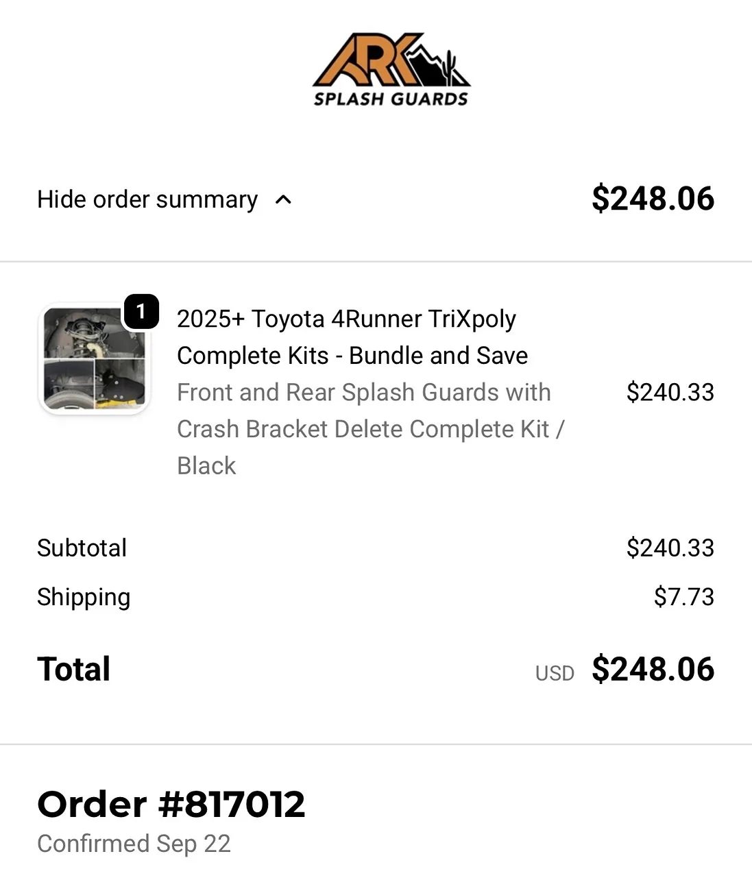 2025 4runner 6th gen WTS Ark Splash Guards Full Set New $150 IMG_6485